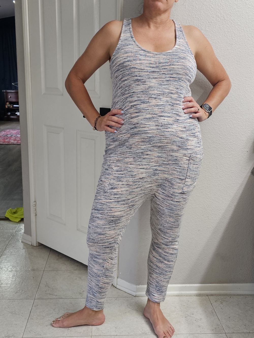 Super Cute & Comfy aerie Onsie Jumpsuit With Pockets Speckled Stretch Sleeveless